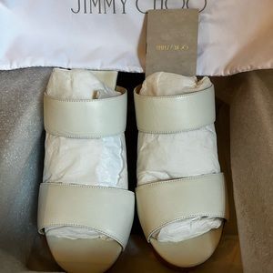 Jimmy Choo White Cork Wedge Sandal
